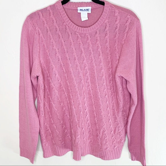 Blair Vintage pink Barbiecore Barbie Elle Woods style cable knit sweater Preppy - Picture 1 of 5
